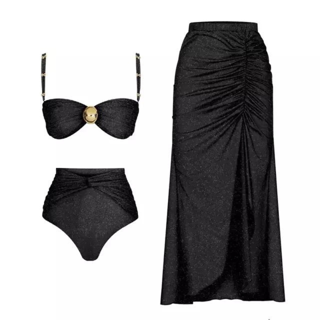 Saída de Praia Conjunto com Bíquini Preto